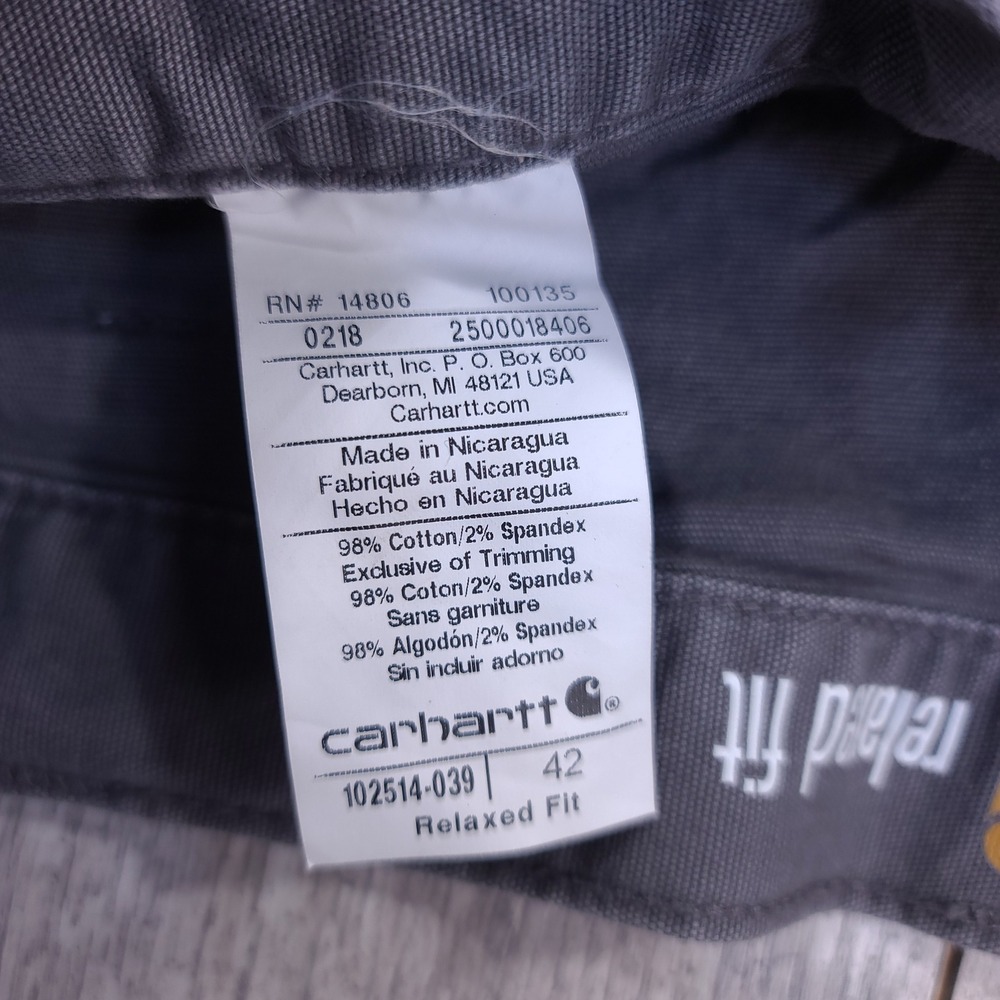 Carhartt Work Shorts Mens 42 Gray Relaxed Fit Canvas Rugged Flex 102514-039 - Picture 7 of 7